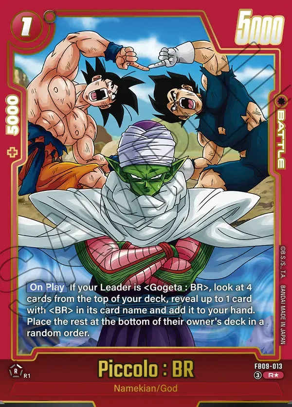 2026 Dragon Ball Super Card Game Fusion World Dual Evolution (FB09) #FB09-013 Piccolo : BR Parallel; official card image from the Bandai card database; publisher sample markings retained
