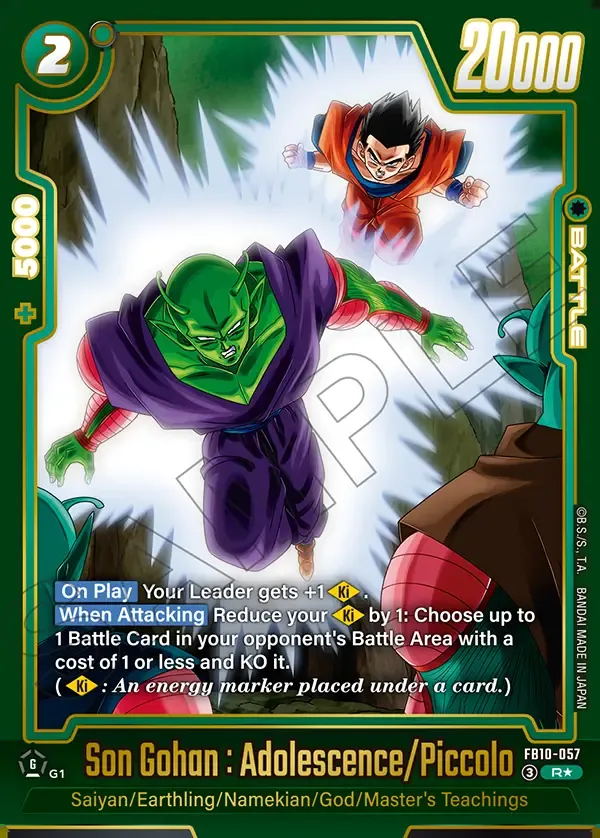 2026 Dragon Ball Super Card Game Fusion World Cross Force (FB10) #FB10-057 Son Gohan : Adolescence/Piccolo Parallel; official card image from the Bandai card database; publisher sample markings retained