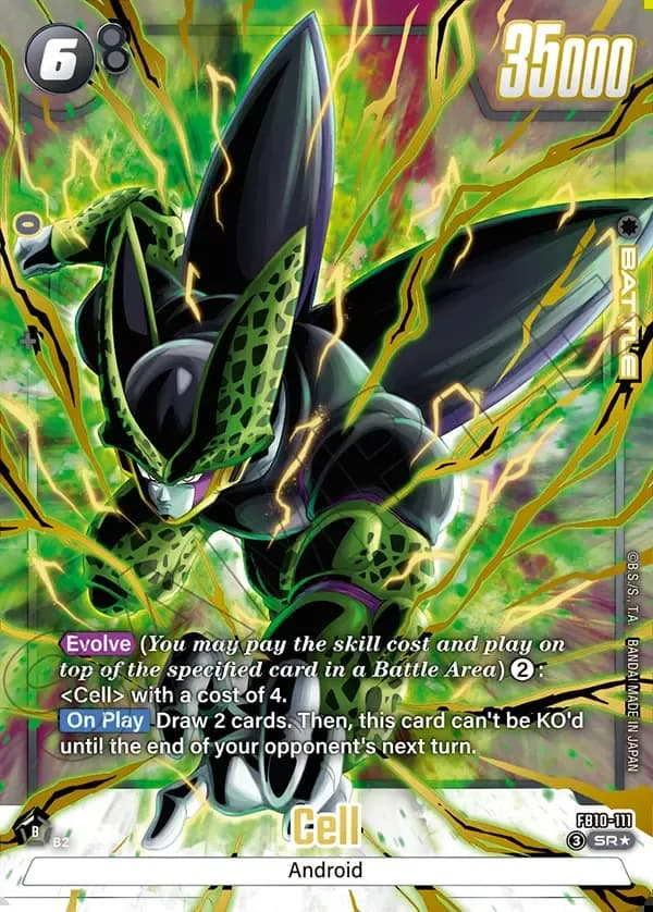 2026 Dragon Ball Super Card Game Fusion World Cross Force (FB10) #FB10-111 Cell Parallel; official card image from the Bandai card database; publisher sample markings retained