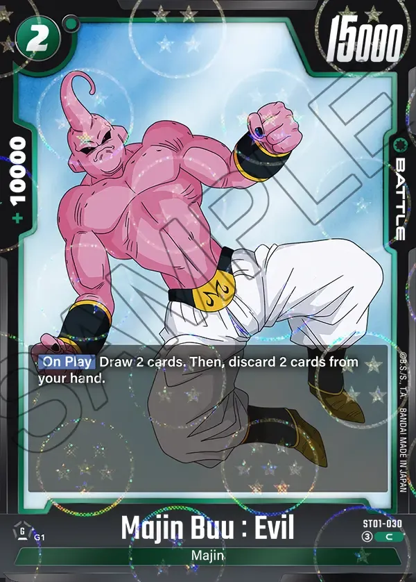 2026 Dragon Ball Super Card Game Fusion World Story Booster 01 (ST01) #ST01-030 Majin Buu : Evil Parallel; official card image from the Bandai card database; publisher sample markings retained