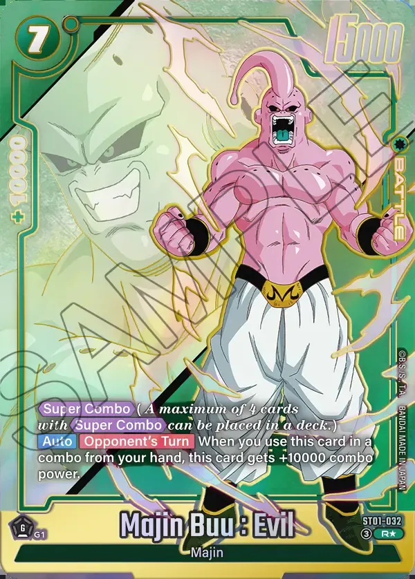 2026 Dragon Ball Super Card Game Fusion World Story Booster 01 (ST01) #ST01-032 Majin Buu : Evil Parallel; official card image from the Bandai card database; publisher sample markings retained