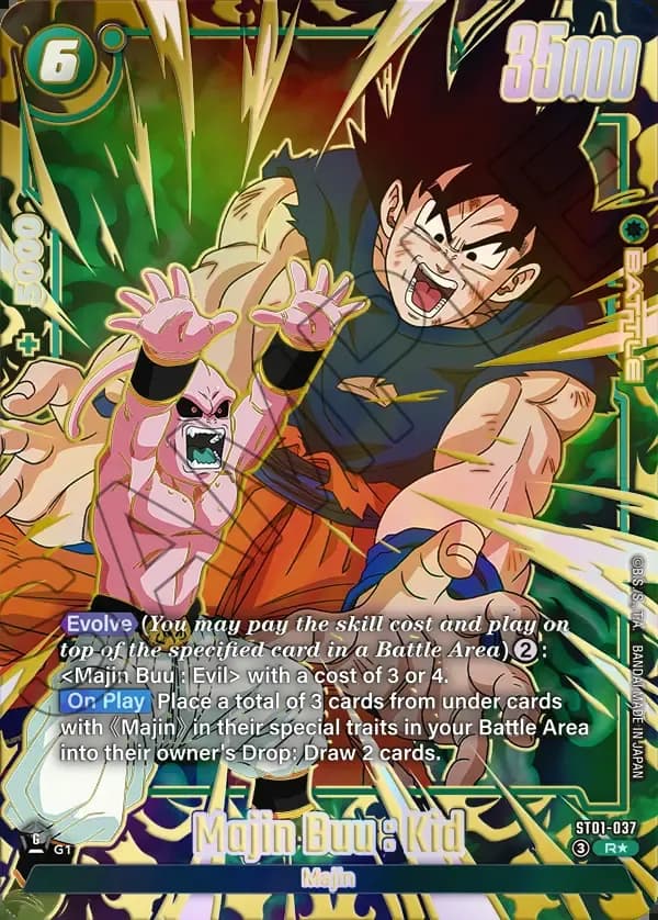 2026 Dragon Ball Super Card Game Fusion World Story Booster 01 (ST01) #ST01-037 Majin Buu : Kid Parallel; official card image from the Bandai card database; publisher sample markings retained