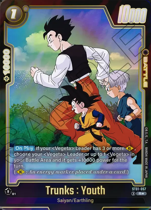 2026 Dragon Ball Super Card Game Fusion World Story Booster 01 (ST01) #ST01-057 Trunks : Youth Parallel; official card image from the Bandai card database; publisher sample markings retained