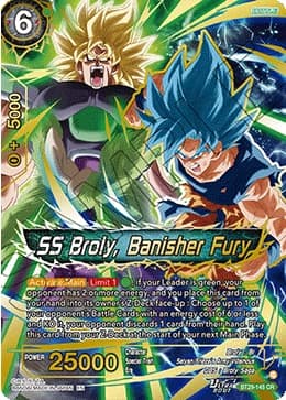 2026 Dragon Ball Super Card Game Masters Fearsome Rivals (DBS-B29) #BT29-145 SS Broly, Banisher Fury Concept Rare; official card image from the Bandai card database; publisher sample markings retained where present