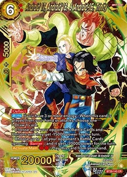 2026 Dragon Ball Super Card Game Masters Three Glorious Fighters (DBS-B30) #BT30-143 Android 17, Android 18, & Android 16, Trinity Concept Rare; official card image from the Bandai card database; publisher sample markings retained where present