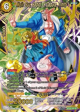 2026 Dragon Ball Super Card Game Masters Three Glorious Fighters (DBS-B30) #BT30-145 Majin Buu, Babidi, & Dabura, Trinity Concept Rare; official card image from the Bandai card database; publisher sample markings retained where present