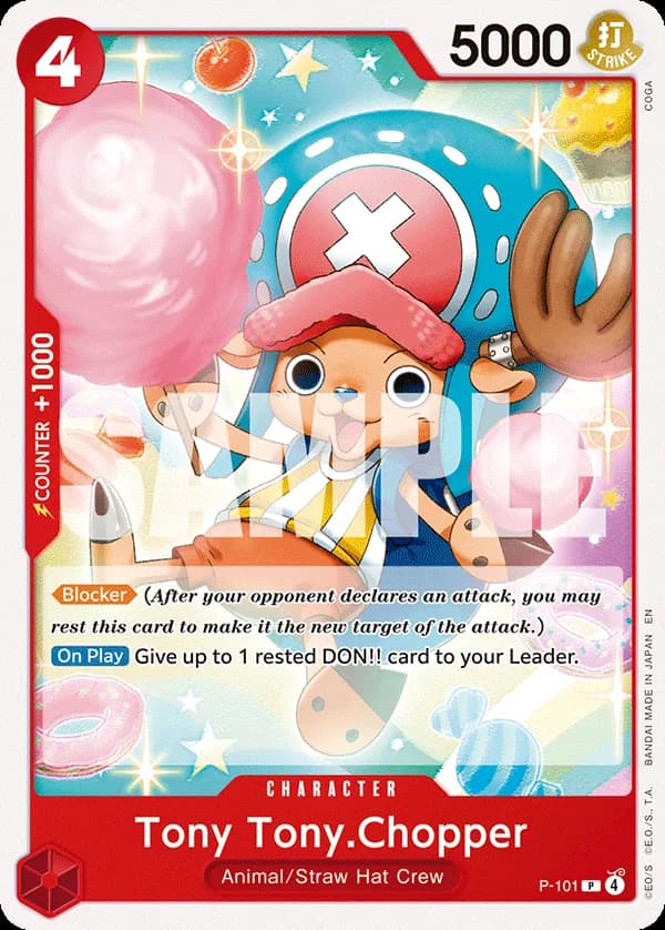 2026 One Piece Card Game Red Monkey.D.Luffy (ST-31) #P-101 Tony Tony.Chopper Reprint; official card image from the Bandai card list; publisher sample markings retained