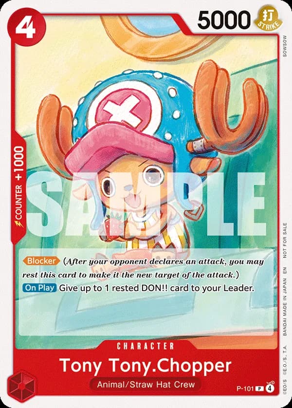2026 One Piece Card Game Tournament Pack 2026 Vol. 2 #P-101 Tony Tony.Chopper Parallel; official card image from the Bandai card list; publisher sample markings retained