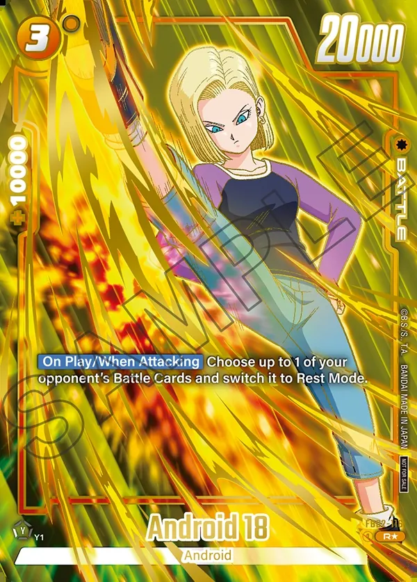 Dragon Ball Super Card Game Fusion World Championship Pack03 FINALIST #FB02-116 Android 18 Parallel; official card image from the Bandai card database; publisher sample markings retained