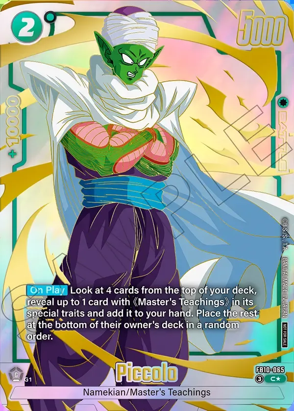 Dragon Ball Super Card Game Fusion World Limited Pack 26-27 WAVE2 #FB10-065 Piccolo Parallel; official card image from the Bandai card database; publisher sample markings retained