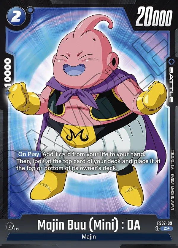 Dragon Ball Super Card Game Fusion World STARTER DECK -VEGETA(MINI)- Bonus pack #FS07-09 Majin Buu (Mini) : DA Parallel; official card image from the Bandai card database; publisher sample markings retained
