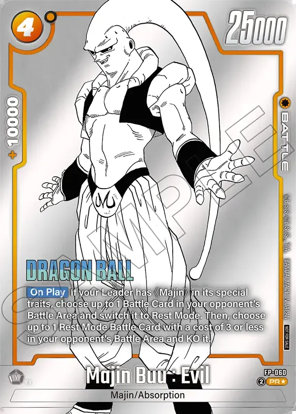 Dragon Ball Super Card Game Fusion World Tournament Pack MANGA ver. SPECIAL #FP-060 Majin Buu : Evil Parallel; official card image from the Bandai card database; publisher sample markings retained