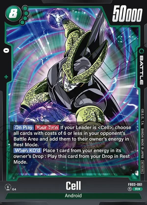 Dragon Ball Super Card Game Fusion World Tournament Pack03 #FB03-061 Cell Parallel; official card image from the Bandai card database; publisher sample markings retained
