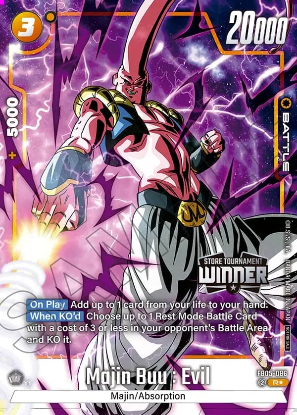 Dragon Ball Super Card Game Fusion World Tournament Pack06 WINNER #FB05-086 Majin Buu : Evil Parallel; official card image from the Bandai card database; publisher sample markings retained