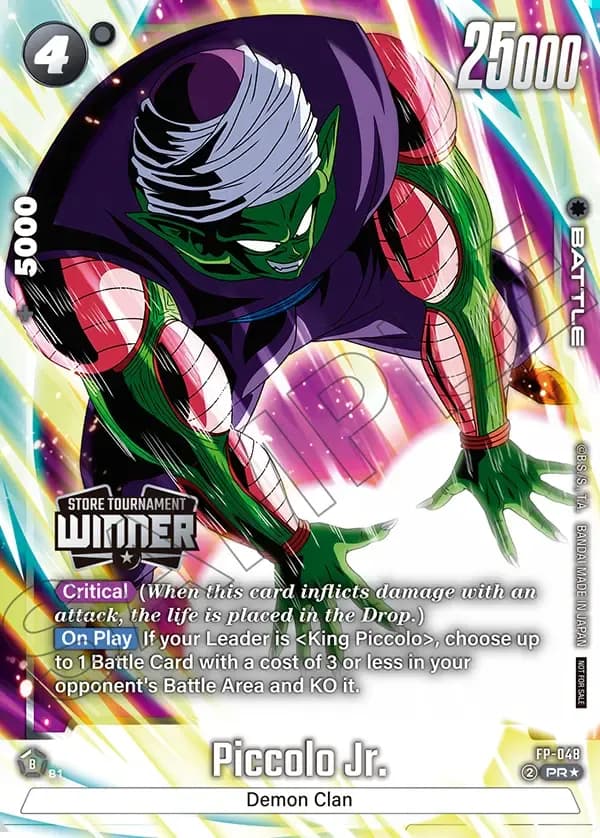 Dragon Ball Super Card Game Fusion World Tournament Pack07 WINNER #FP-048 Piccolo Jr. Parallel; official card image from the Bandai card database; publisher sample markings retained