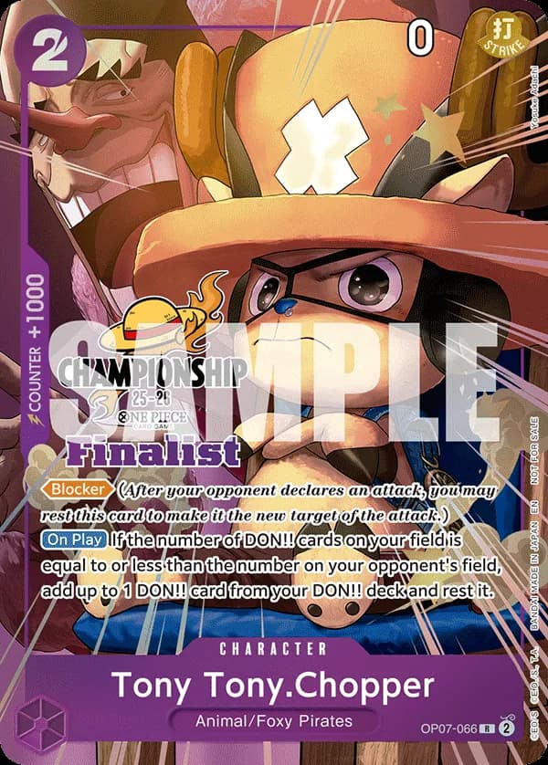 One Piece Card Game CS 25-26 Finalist Card Set 1 #OP07-066 Tony Tony.Chopper Parallel; official card image from the Bandai card list; publisher sample markings retained