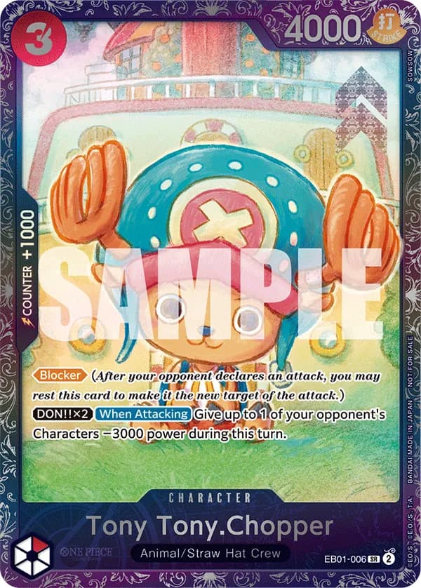 One Piece Card Game Treasure Cup November-December #EB01-006 Tony Tony.Chopper Parallel; official card image from the Bandai card list; publisher sample markings retained