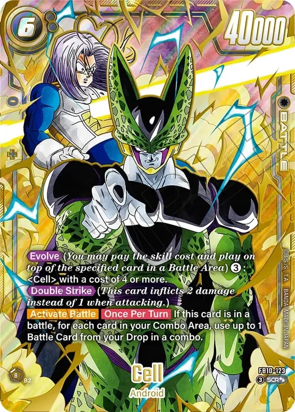 2026 Dragon Ball Super Card Game Fusion World Cross Force (FB10) #FB10-123 Cell Super Alt-Art Secret Rare; representative card artwork; color, finish and individual copy details may differ; publisher sample markings retained where present