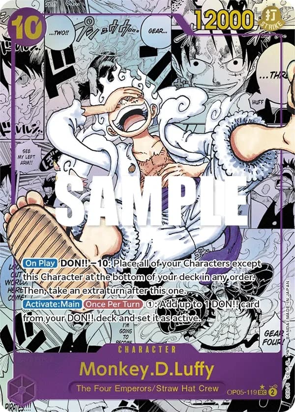 2023 One Piece Card Game Awakening of the New Era (OP-05) #OP05-119 Monkey.D.Luffy Manga Rare; representative card artwork; color, finish and individual copy details may differ; publisher sample markings retained where present