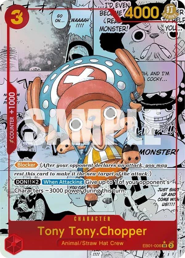 2024 One Piece Card Game Memorial Collection (EB-01) #EB01-006 Tony Tony.Chopper Manga Rare; representative card artwork; color, finish and individual copy details may differ; publisher sample markings retained where present