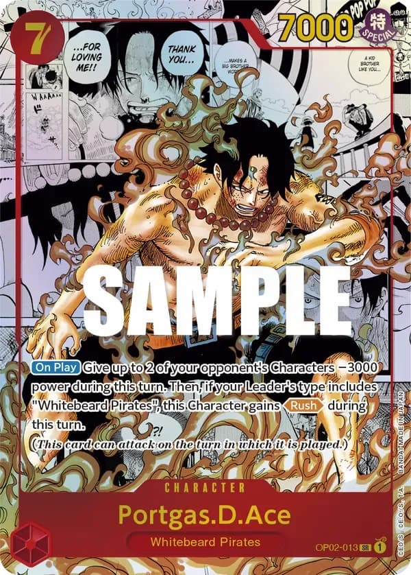 2024 One Piece Card Game One Piece Card The Best (PRB-01) #OP02-013 Portgas.D.Ace Comic Parallel; representative card artwork; color, finish and individual copy details may differ; original-printing artwork used for this reissue, reprint marks may differ; publisher sample markings retained where present