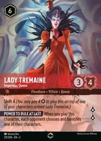 2023 Disney Lorcana Rise of the Floodborn #211/204 Lady Tremaine, Imperious Queen Enchanted, official card render (not a photograph of a copy)