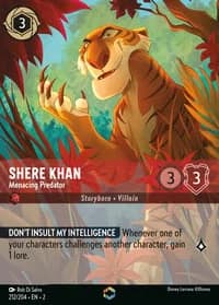 2023 Disney Lorcana Rise of the Floodborn #212/204 Shere Khan, Menacing Predator Enchanted, official card render (not a photograph of a copy)