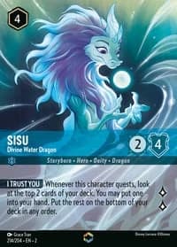 2023 Disney Lorcana Rise of the Floodborn #214/204 Sisu, Divine Water Dragon Enchanted, official card render (not a photograph of a copy)