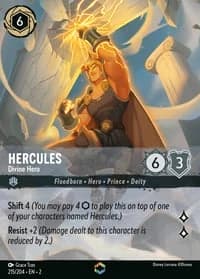 2023 Disney Lorcana Rise of the Floodborn #215/204 Hercules, Divine Hero Enchanted, official card render (not a photograph of a copy)