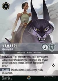 2023 Disney Lorcana Rise of the Floodborn #216/204 Namaari, Morning Mist Enchanted, official card render (not a photograph of a copy)