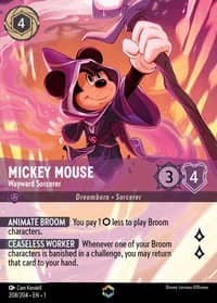 2023 Disney Lorcana The First Chapter #208/204 Mickey Mouse, Wayward Sorcerer Enchanted, official card render (not a photograph of a copy)