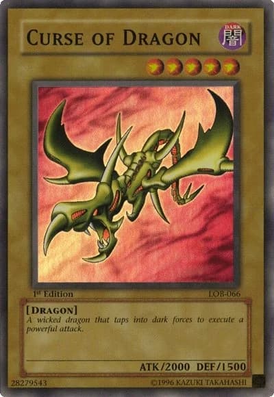 Curse of Dragon card front, Legend of Blue Eyes White Dragon LOB-066 Super Rare 1st Edition