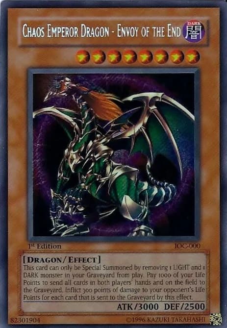 Chaos Emperor Dragon - Envoy of the End card front, Invasion of Chaos IOC-000 Secret Rare 1st Edition