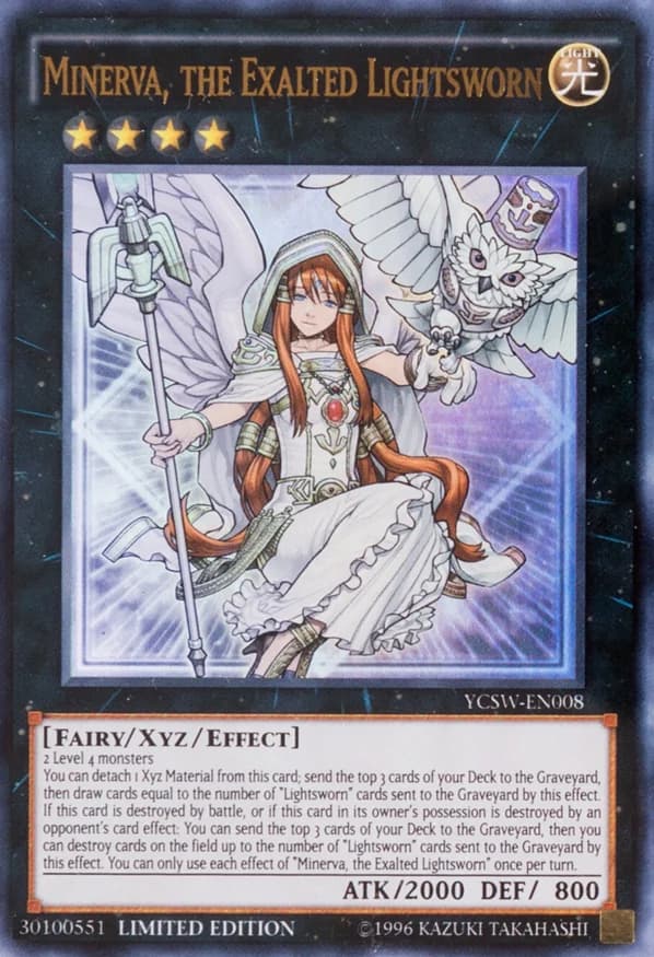 Minerva, the Exalted Lightsworn card front, Yu-Gi-Oh! Championship Series 2015 Prize Card YCSW-EN008 Ultra Rare