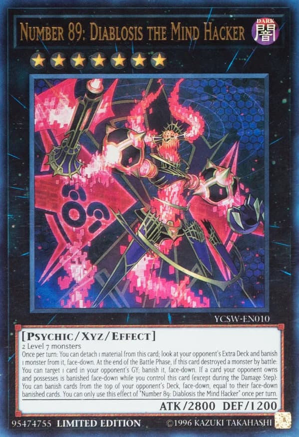 Number 89: Diablosis the Mind Hacker card front, Yu-Gi-Oh! Championship Series 2017 prize card YCSW-EN010 Ultra Rare Limited Edition