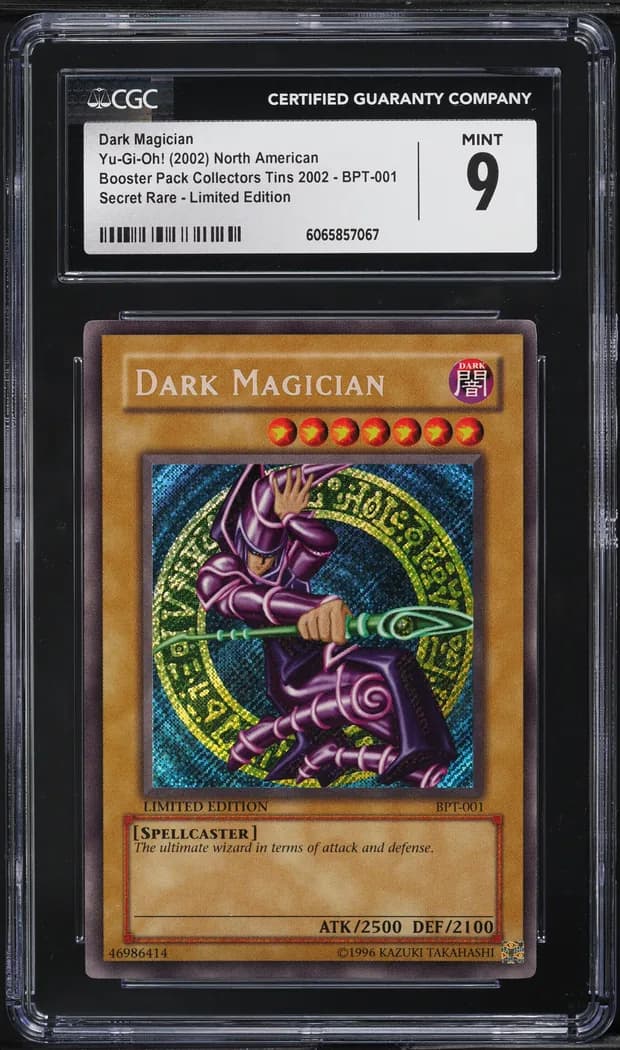 2002 Yu-Gi-Oh! Booster Pack Collectors Tins 2002 #BPT-001 Dark Magician, CGC 9 slab front