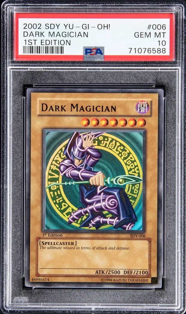 2002 Yu-Gi-Oh! Starter Deck: Yugi #SDY-006 Dark Magician 1st Edition, PSA GEM MT 10 slab front