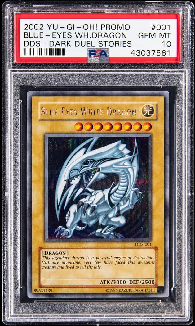 2002 Yu-Gi-Oh! Dark Duel Stories promotional cards #DDS-001 Blue-Eyes White Dragon, PSA GEM MT 10 slab front