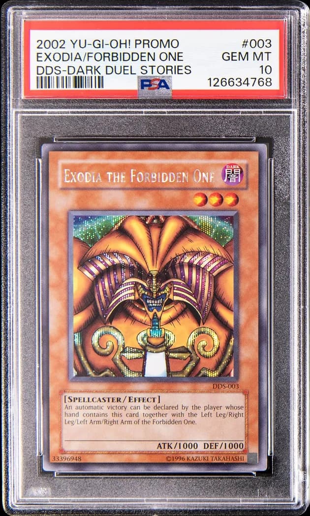 2002 Yu-Gi-Oh! Dark Duel Stories promotional cards #DDS-003 Exodia the Forbidden One, PSA GEM MT 10 slab front
