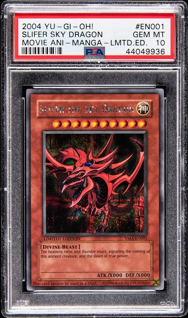 2004 Yu-Gi-Oh! The Movie Ani-Manga promotional card #YMA-EN001 Slifer the Sky Dragon, PSA GEM MT 10 slab front