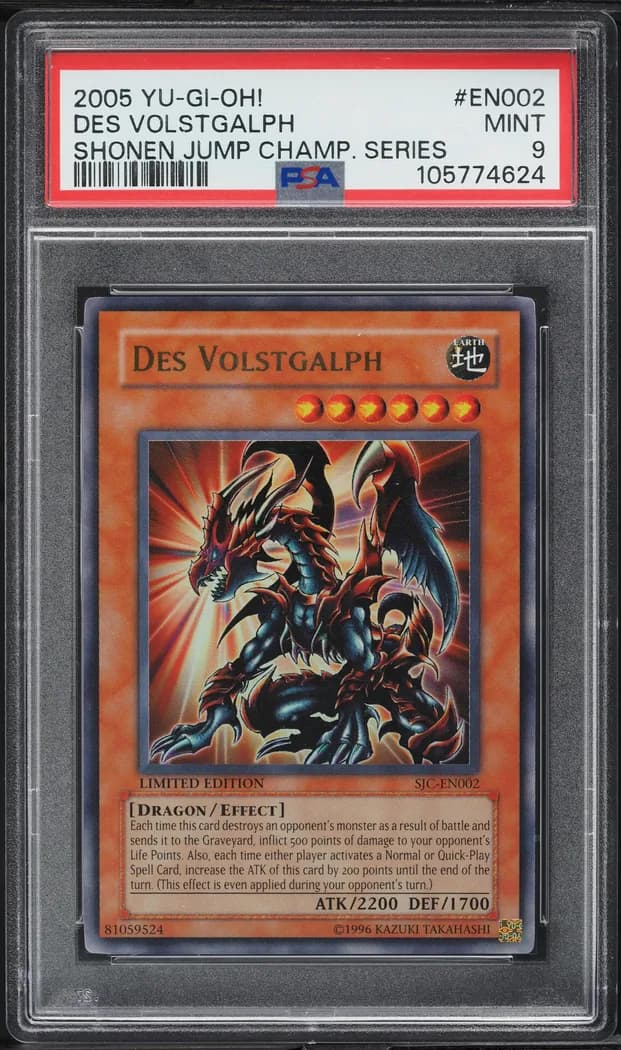2005 Yu-Gi-Oh! Shonen Jump Championship 2005 Prize Card #SJC-EN002 Des Volstgalph Limited Edition, PSA 9 slab front