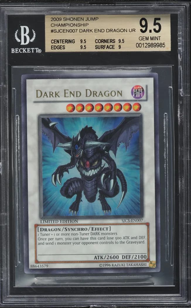 2009 Yu-Gi-Oh! Shonen Jump Championship 2009 Prize Card #SJCS-EN007 Dark End Dragon Limited Edition, BGS 9.5 GEM slab front
