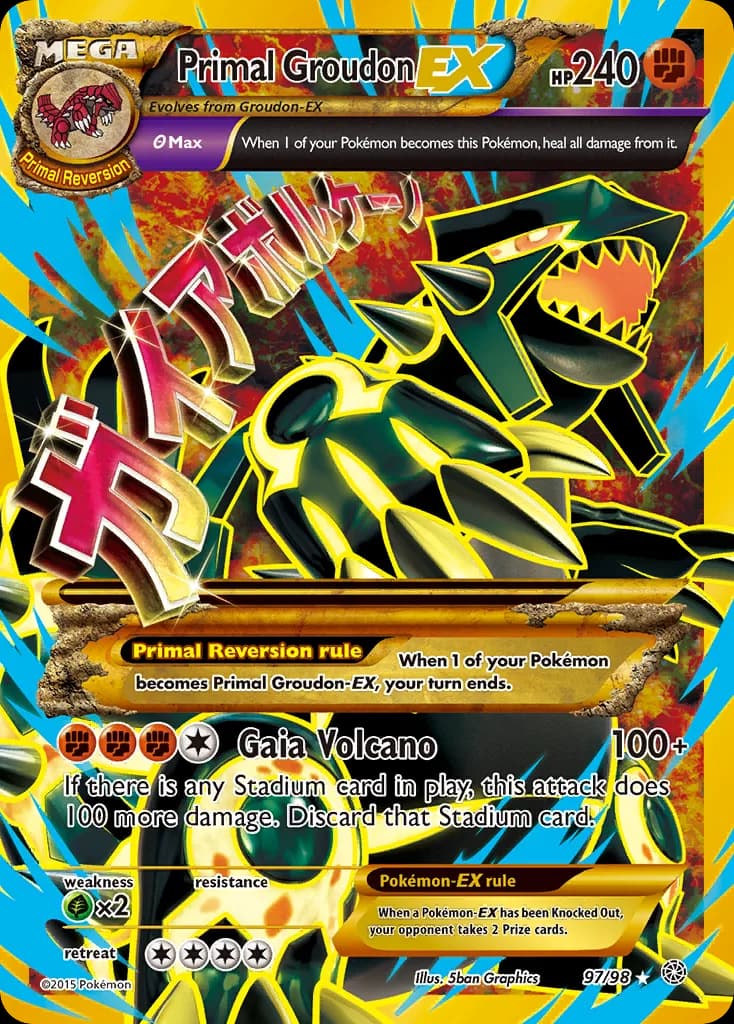 Ancient Origins Primal Groudon EX card front, 97/98
