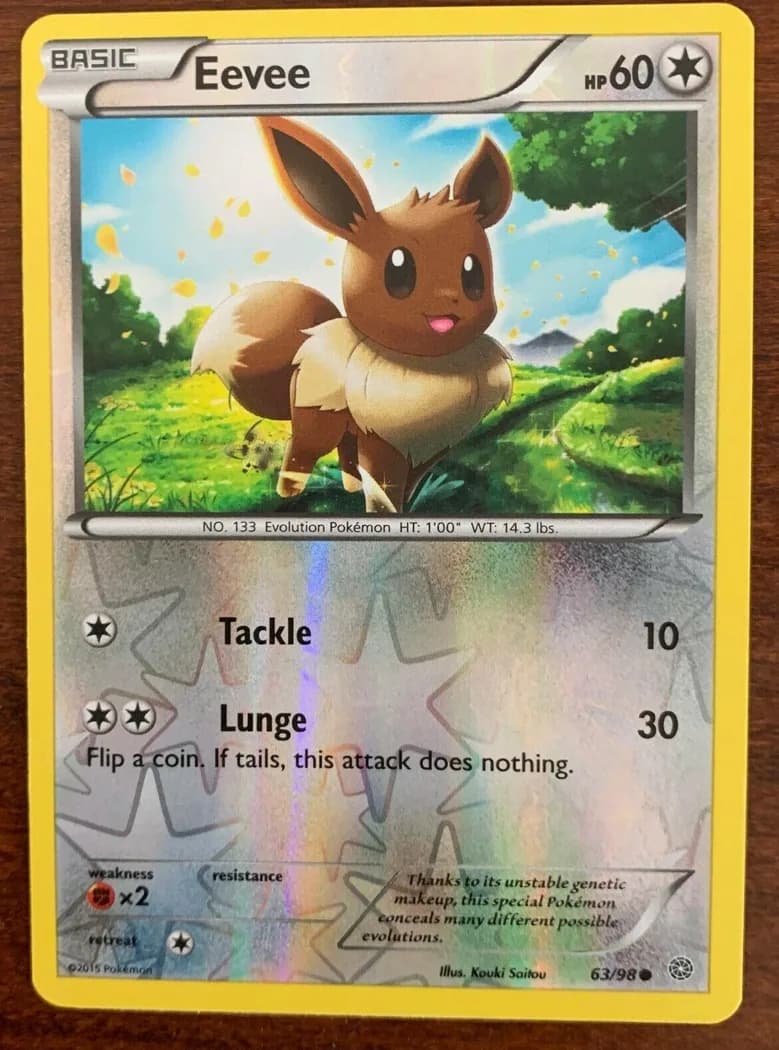 Eevee reverse holo card front, Ancient Origins 63/98