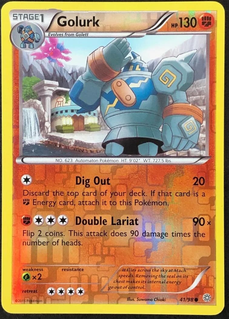 Golurk reverse holo card front, Ancient Origins 41/98