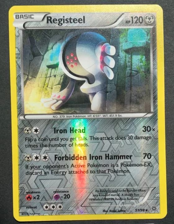 Registeel reverse holo card front, Ancient Origins 51/98