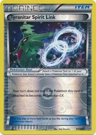 Tyranitar Spirit Link reverse holo card front, Ancient Origins 81/98