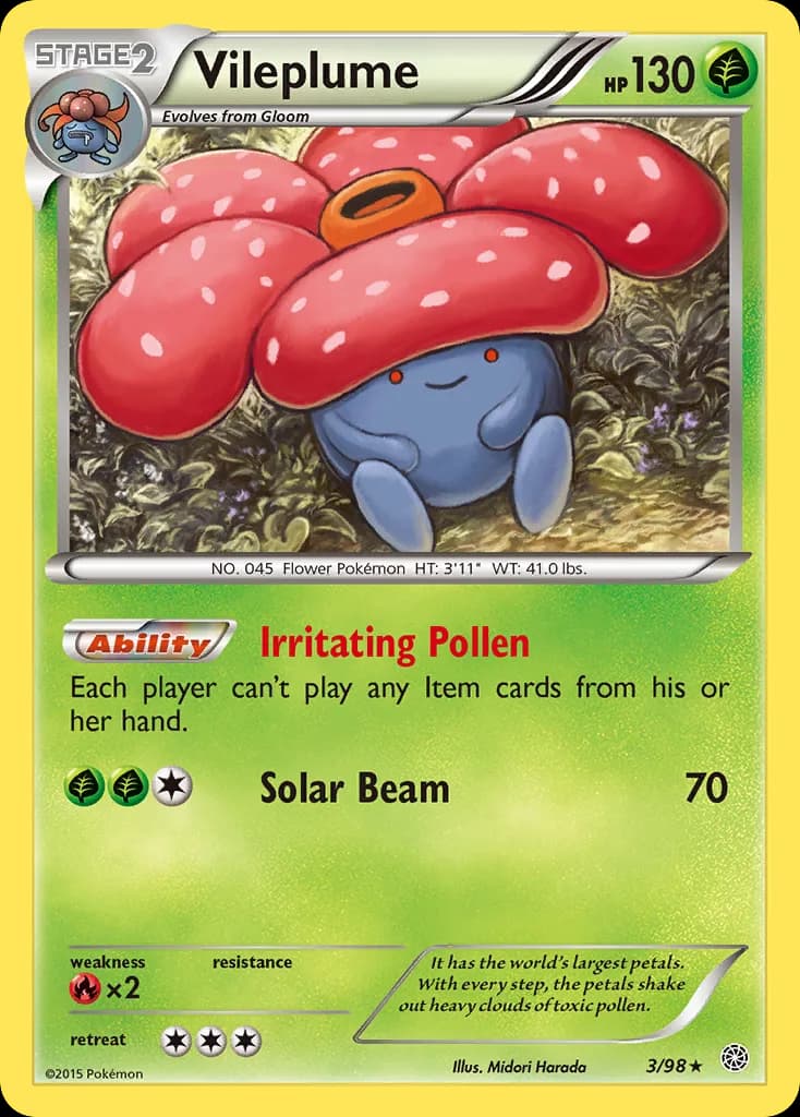 Ancient Origins Vileplume card front, 3/98