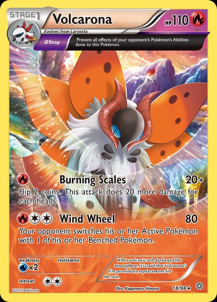 Volcarona card front, Ancient Origins 18/98
