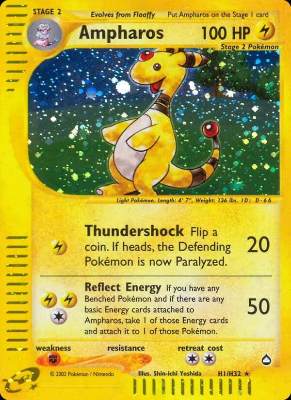 Ampharos card front, Aquapolis H1/H32